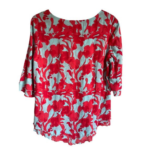 New! Soft Surroundings Siesta Key Tunic Multifloral Teal Coral $79.95 Medium 100 - Picture 3 of 8